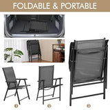 Yaheetech Patio Dining Chairs Set of 4 with Armrests, Outdoor Folding Chairs with Metal Frame and Backrest for Lawn, Garden, Yard and Poolside, Black